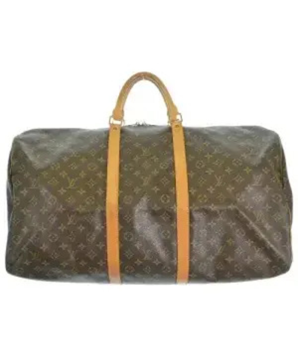 Louis Vuitton Keepall Monogram Canvas Leather Duffle Travel Bag Brown